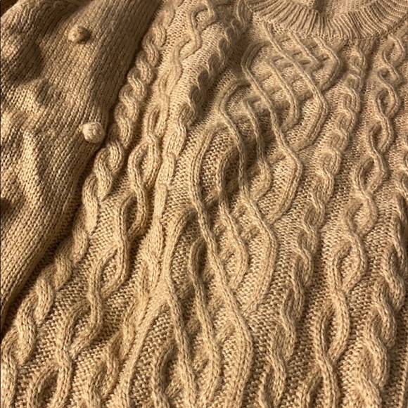 New Arrival! Tan Cable Knit Pom Pom Sweater Top - Picture 9 of 9